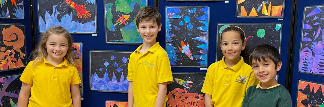 Children surrounded by their art at Gastrells